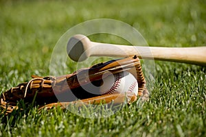 Baseball Glove, Bat and Ball