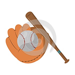 Baseball glove bat and ball