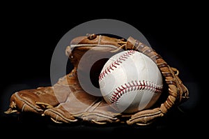 Baseball and Glove on black