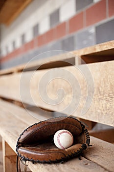 Baseball Glove in Dugout