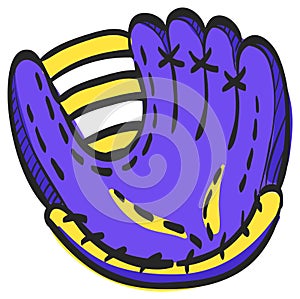 Baseball glove icon in color drawing