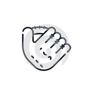 baseball glove icon vector from baseball concept. Thin line illustration of baseball glove editable stroke. baseball glove linear