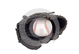 Baseball in a Glove on white background. clipping path