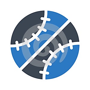 Baseball glyph color flat vector icon