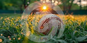 Baseball Grass Field Closeup Ball Seams Ground Summer Sunlight Sports Player