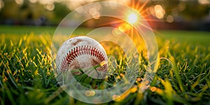 Baseball Grass Field Closeup Ball Seams Ground Summer Sunlight Sports Player