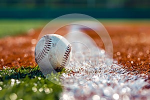 Baseball Grass Field Closeup Ball Seams Ground Summer Sunlight Sports Player