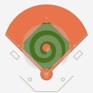 Baseball green field with white line markup vector