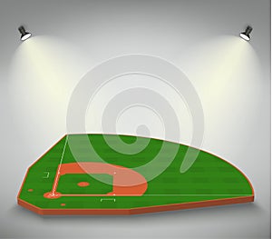 Baseball green field with white line markup vector