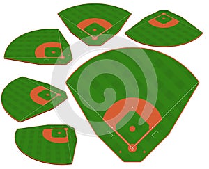 Baseball green field with white line markup vector photo