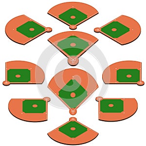 Baseball green field with white line markup vector photo