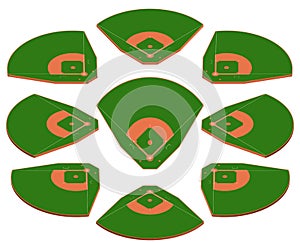 Baseball green field with white line markup vector photo