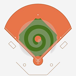 Baseball green field with white line markup vector photo