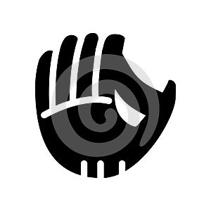 Baseball hand glyph vector icon