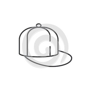 Baseball hat with flat visor editable line icon isolated on white background.