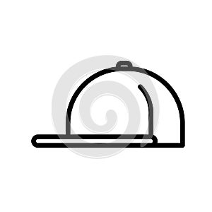 Baseball hat, minimal black and white outline icon. Flat vector illustration. Isolated on white.