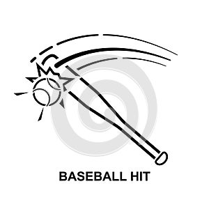 Baseball hit icon isolated on background