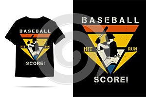 Baseball hit run score silhouette t shirt design