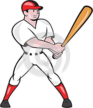 Baseball Hitter Batting Isolated Cartoon