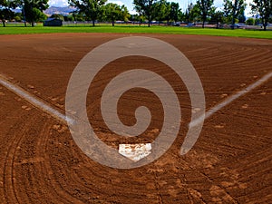 Baseball Homeplate with Baselines on Ball Diamond