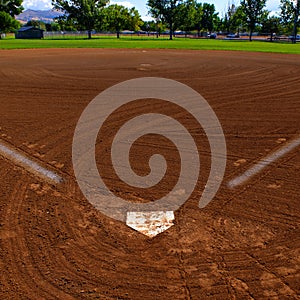Baseball Homeplate with Baselines on Ball Diamond