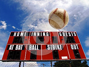 Baseball Homerun with Scoreboard photo