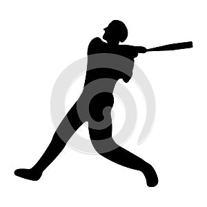 Baseball icon. Black Silhouette Sport label on white Background. Character Simple style. Vector Illustration