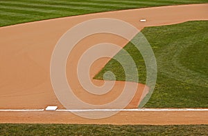 Baseball infield grass dirt bases photo