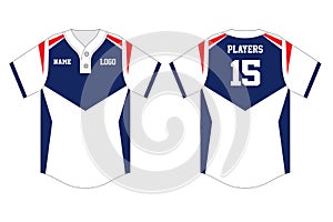 Baseball jersey, sport uniform, template. Baseball t-shirt mock up. Front and back view baseball uniform