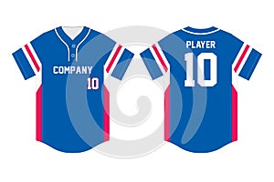 Baseball jersey, sport uniform, template. Baseball t-shirt mock up. Front and back view baseball uniform