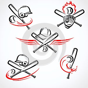 Baseball label and icon set. Collection icons baseball. Vector