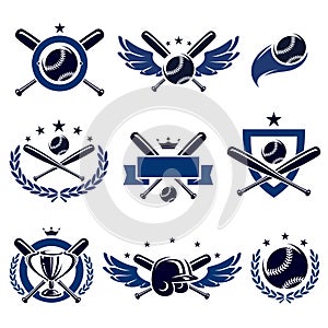 Baseball labels and icons set. Vector