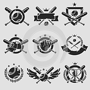 Baseball labels and icons set. Vector