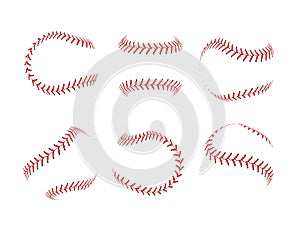 Baseball lace ball illustration isolated symbol set. Vector baseball background sport design