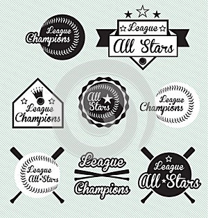 Baseball League Champion and All Star Labels