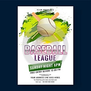 Baseball league poster or flyer design with date, time and venue