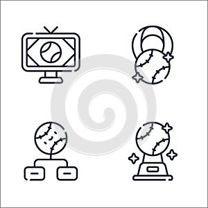 baseball line icons. linear set. quality vector line set such as trophy, playoff, medal