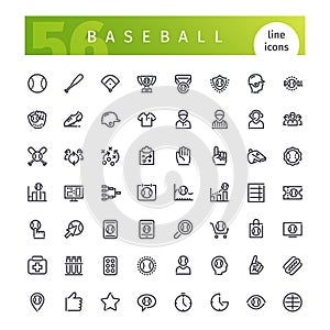 Baseball Line Icons Set