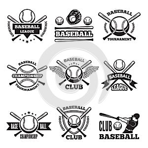 Baseball logos set in vector style