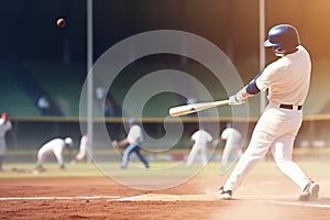 baseball man sport bat ball player batter field game team athlete. Generative AI.