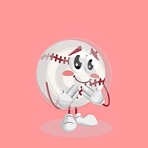 Baseball mascot and background ashamed pose