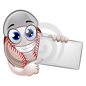 Baseball Mascot holding a Blank Board