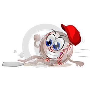 Baseball Mascot Sliding to Base Plate