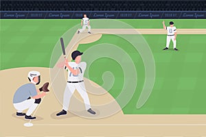 Baseball match flat color vector illustration