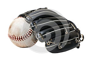 Baseball mitt and ball