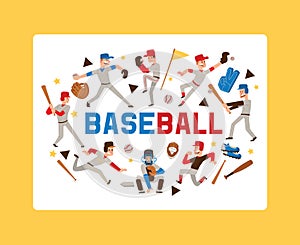 Baseball people vector player man character in catchers sportswear and batters baseballbat or ball for competition