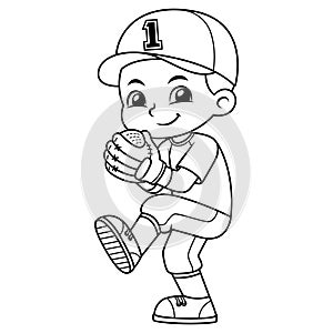 Baseball Pitcher Boy Ready To Throw BW