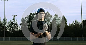 Baseball pitcher portrait. Shot in 4k.