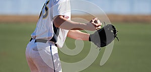 Baseball pitcher ready to pitch in baseball game