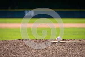 Baseball on Pitcher`s Mound - Telephoto